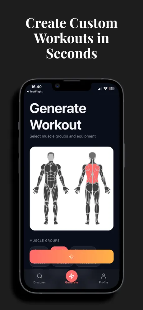 FitForgeX workout generator with an interactive muscle selector